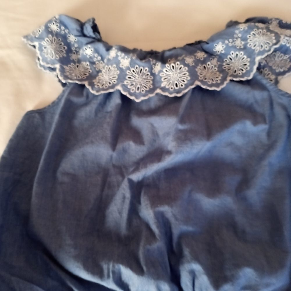 JUSTICE girl's blue embroidered top size 12 - Picture 3 of 5